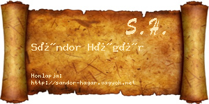 Sándor Hágár névjegykártya